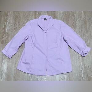 Eileen Fisher light purple classic blazer jacket, poplin weave organic cotton;1X